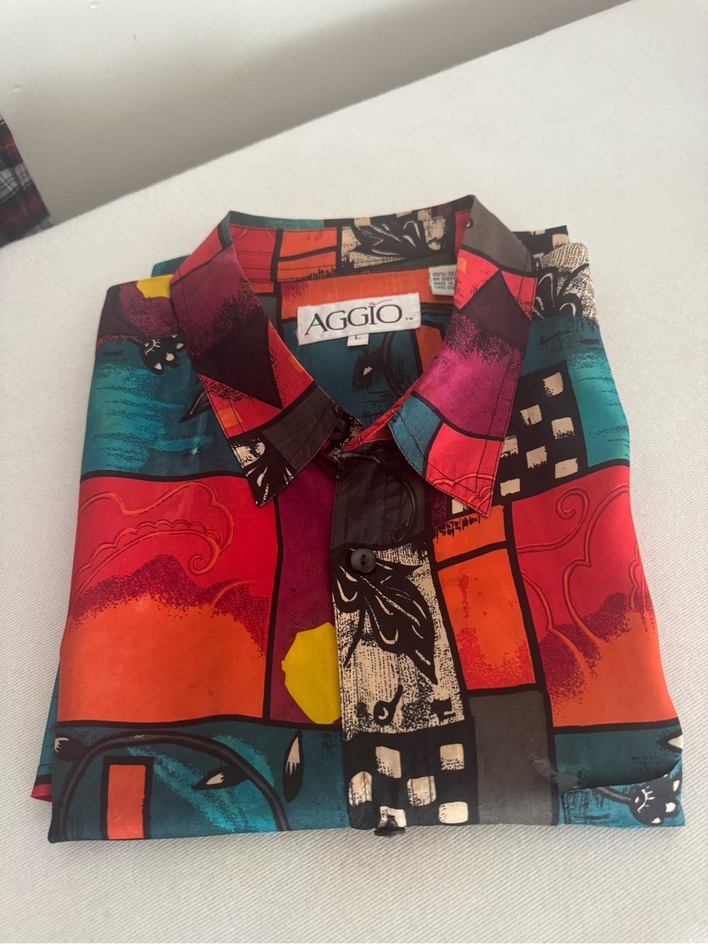 Men's Multi-Color Patterned Button-Up Shirt